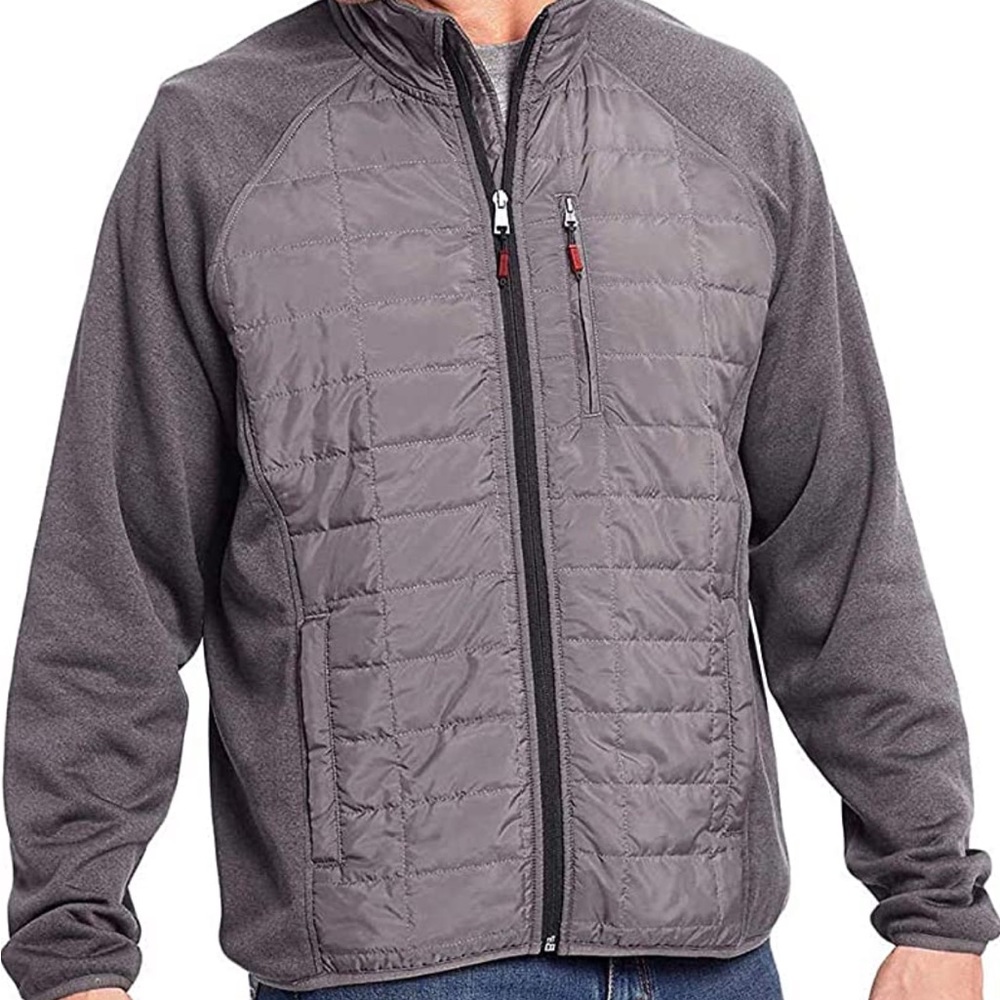 Orvis Men's Mixed Media Full Zipper Quilted Jacket-NWOT-L-Gray